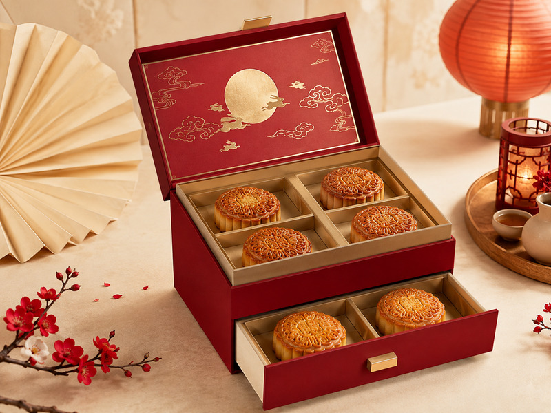 Hộp bánh Trung thu cao cấp – Thiết kế, in theo yêu cầu 7 Mẫu hộp bánh Trung thu hai tầng có ngăn kéo