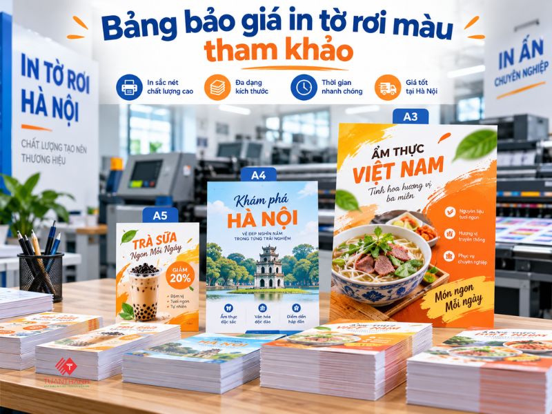 Báo giá in tờ rơi màu theo kích thước và số lượng 7 Bảng báo giá in tờ rơi màu A3 A4 A5 tại Hà Nội