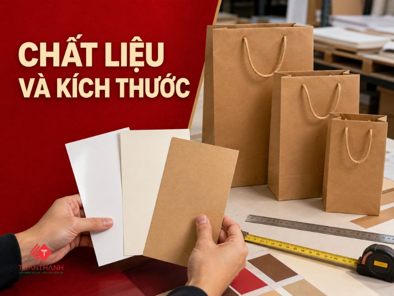 Chất liệu và kích thước khi in túi giấy giá rẻ