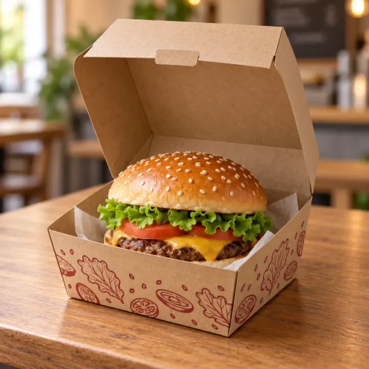 Hộp giấy đựng bánh hamburger bằng giấy Kraft