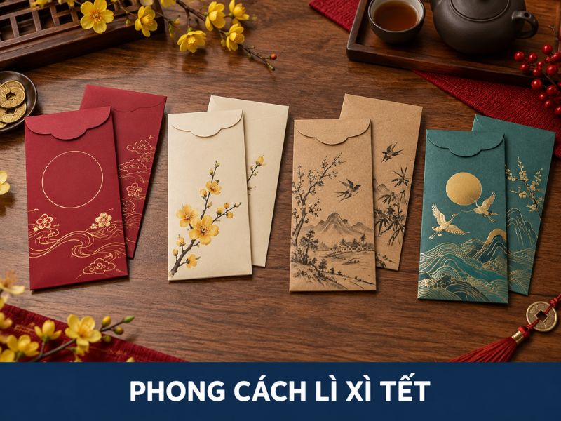 In Lì Xì Tết Theo Yêu Cầu Tại Hà Nội, In Logo Riêng 6 Các mẫu in lì xì Tết theo phong cách doanh nghiệp, tối giản, tự nhiên và cao cấp