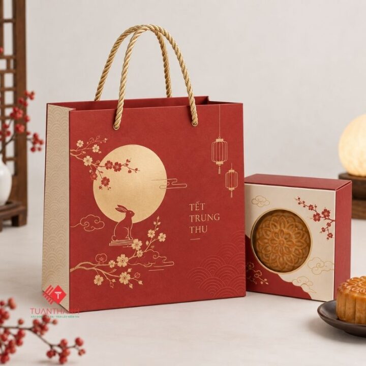 Túi đựng bánh Trung Thu 250g bằng giấy có quai xách