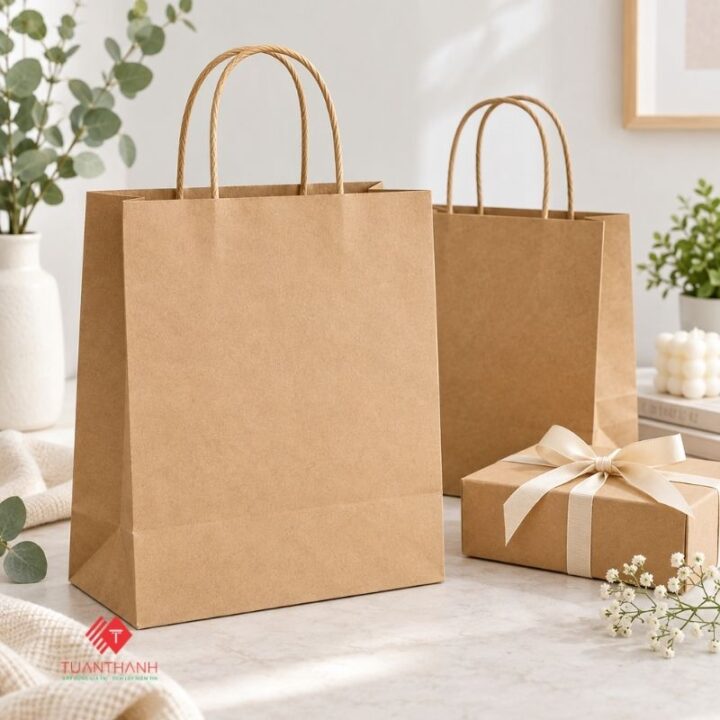 Túi giấy Kraft đựng quà thiết kế đơn giản, phù hợp in logo theo yêu cầu