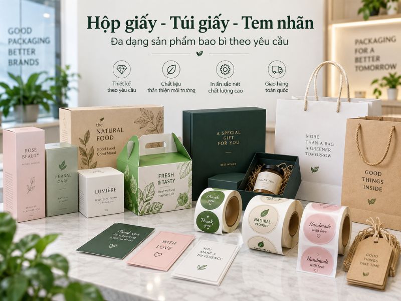 Xưởng sản xuất bao bì tại Hà Nội, thiết kế theo yêu cầu 5 Xưởng sản xuất bao bì tại Hà Nội cung cấp hộp giấy, túi giấy, tem nhãn và decal theo yêu cầu