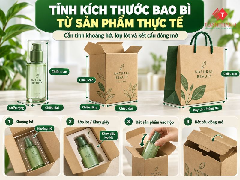 Hướng dẫn tính kích thước hộp giấy và túi giấy theo chiều dài rộng cao của sản phẩm