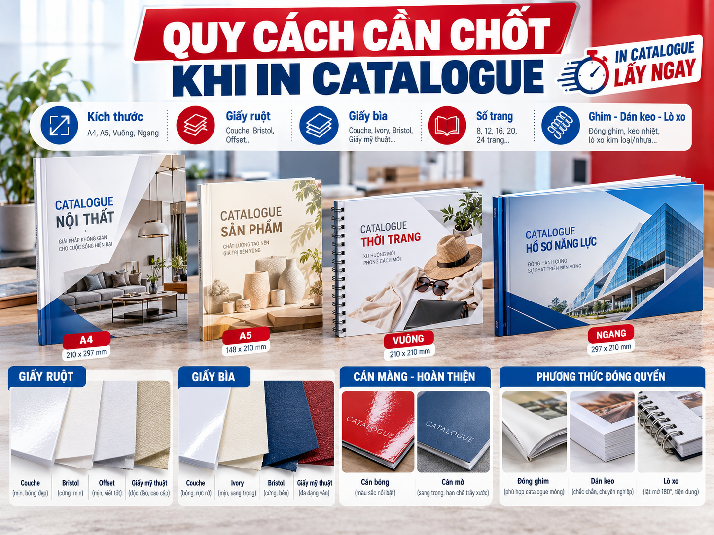 In Catalogue Lấy Ngay Tại Hà Nội – In Nhanh, Đẹp, Giá Hợp Lý 3 Các quy cách in catalogue gồm kích thước A4, A5, loại giấy ruột, giấy bìa, số trang và phương pháp đóng cuốn.