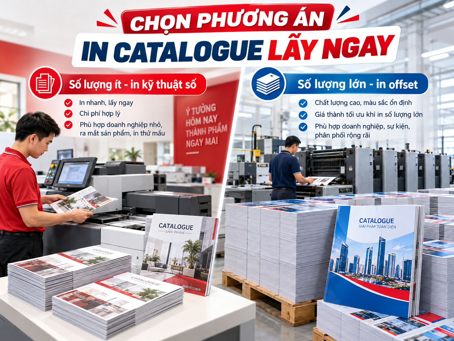 In Catalogue Lấy Ngay Tại Hà Nội – In Nhanh, Đẹp, Giá Hợp Lý 2 So sánh in catalogue kỹ thuật số số lượng ít và in offset số lượng lớn theo nhu cầu tại Hà Nội.