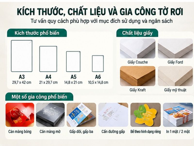 So sánh kích thước tờ rơi A3 A4 A5 A6 và các loại giấy in phổ biến