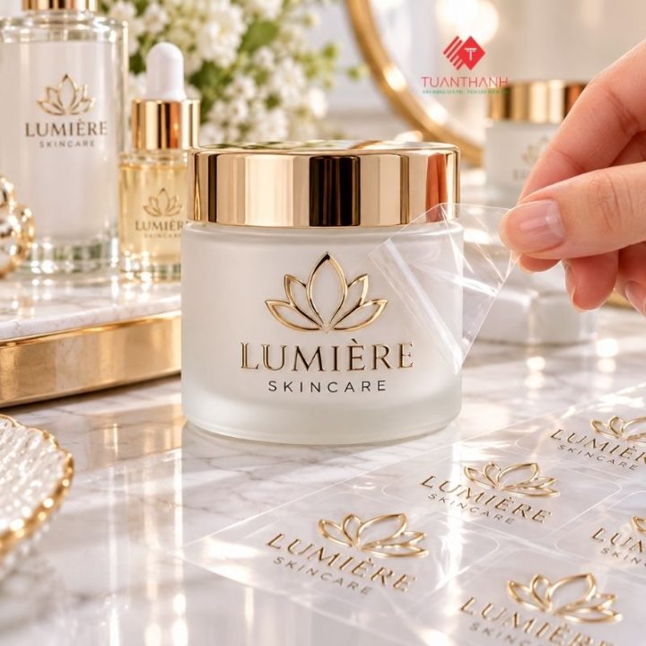 Tem UV DTF logo mỹ phẩm in theo yêu cầu